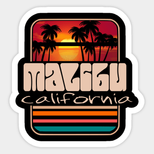 Malibu california bump sticker badge retro vintage sun palmtrees Sticker